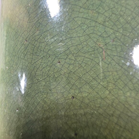 Handcrafted pitcher Green Ceramic olive brown rustic country inscribed initialed - Picture 7 of 9